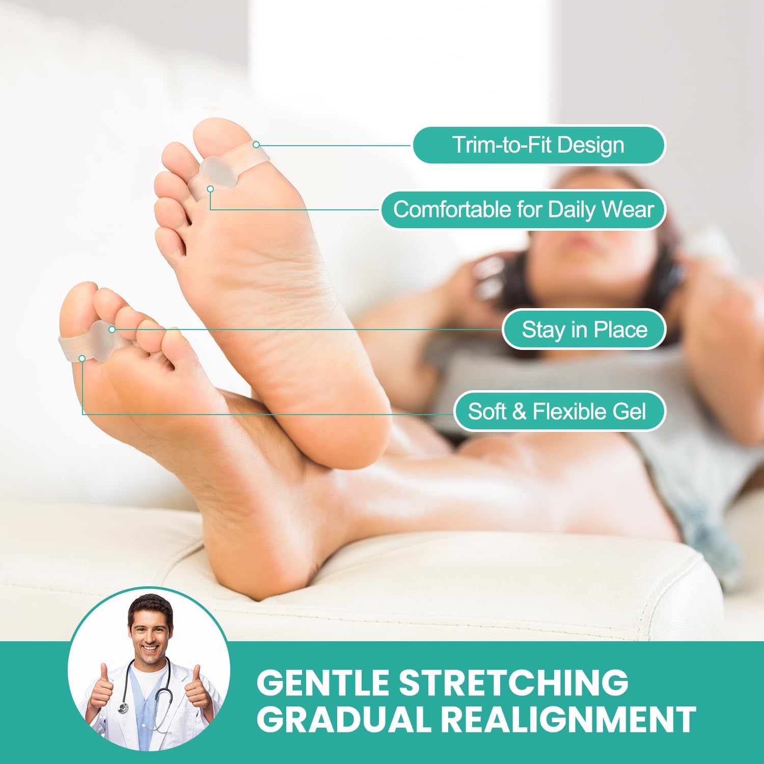 Toe Spacers & Bunion Relief for Men & Women